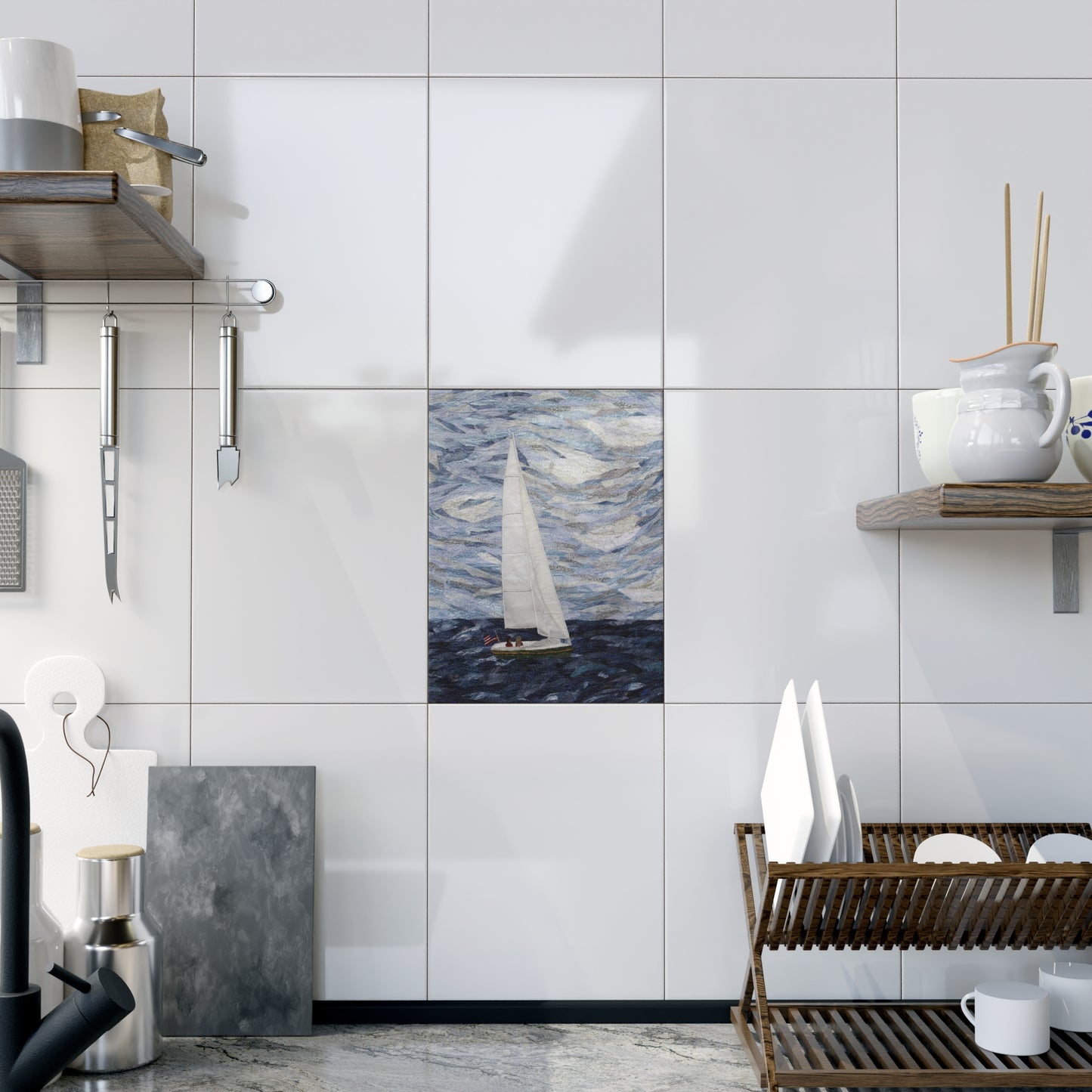 Sailboat Ceramic Photo Tile – Nautical Wall Art Gift - "Perfect Day"