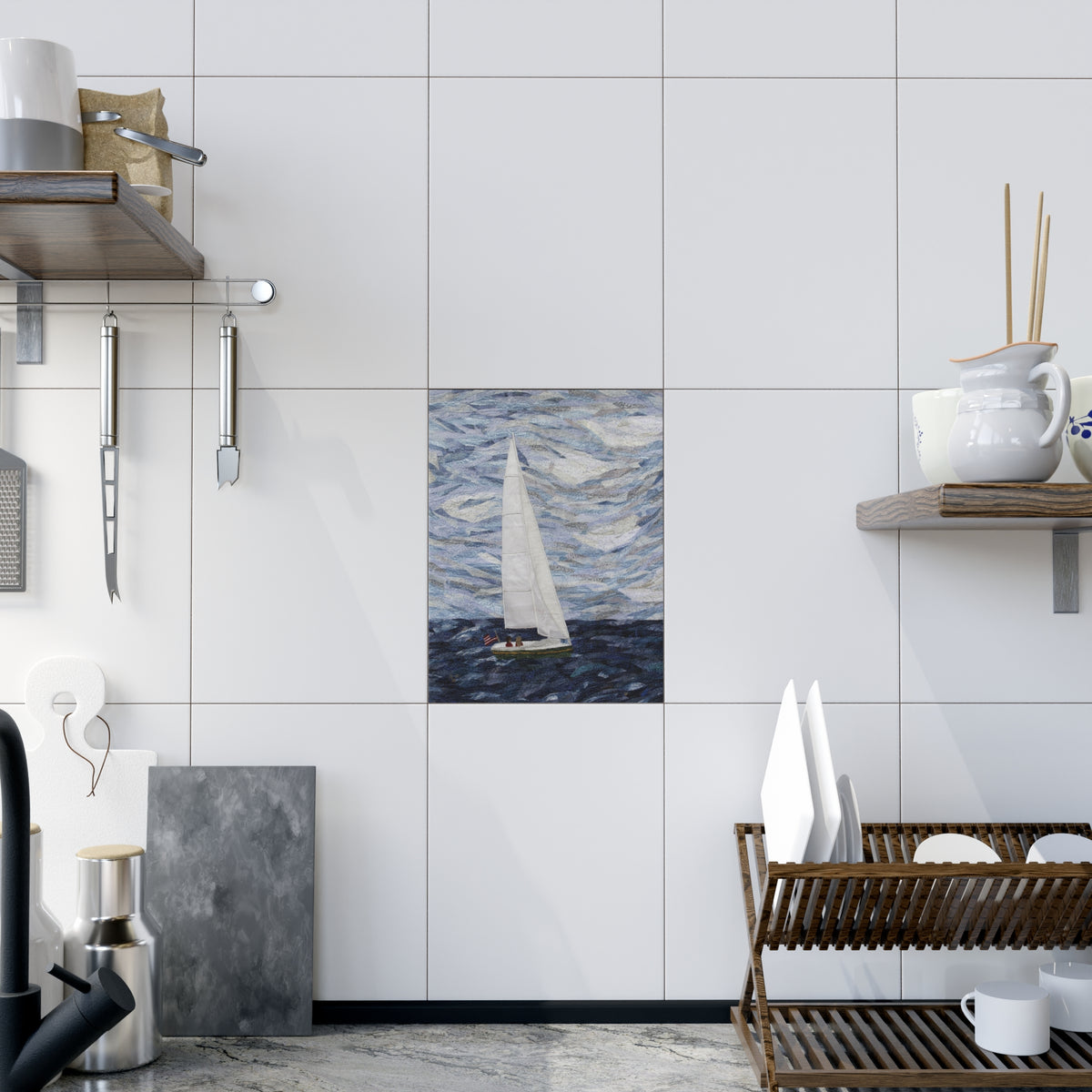 Sailboat Ceramic Photo Tile – Nautical Wall Art Gift - "Perfect Day"