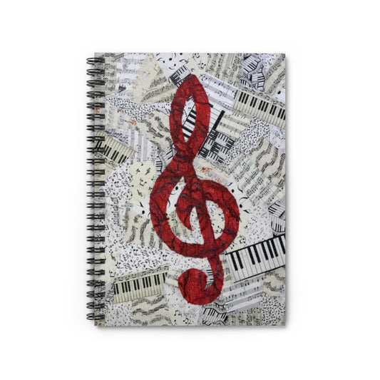 Red Treble Clef Spiral Bound Notebook Ruled Lined Musician Gift