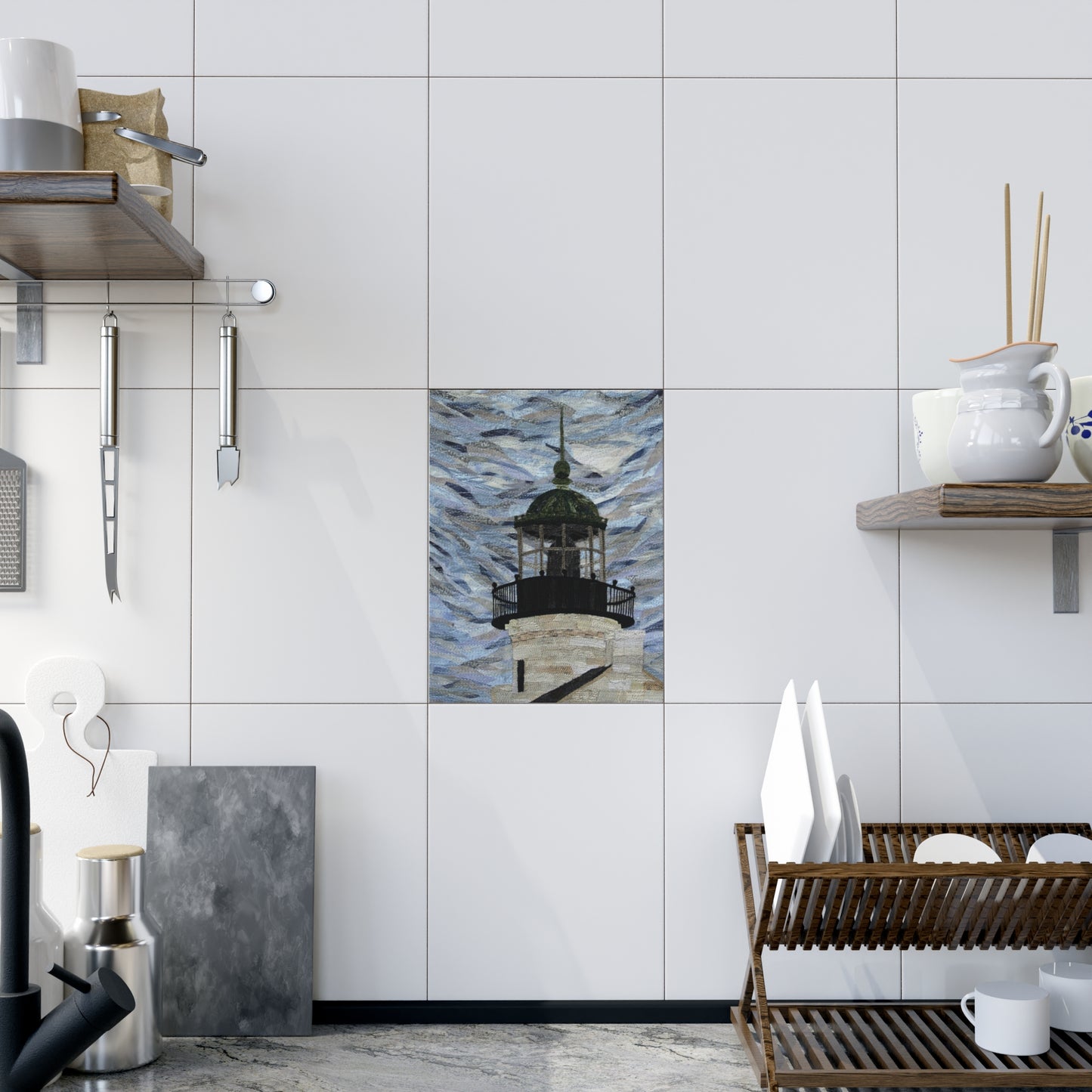 Point Loma Lighthouse Ceramic Photo Tile – Coastal Wall Art Decor