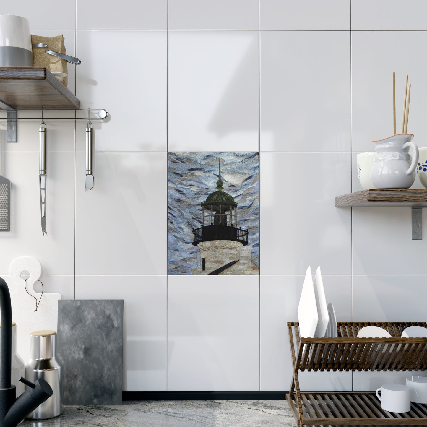 Point Loma Lighthouse Ceramic Photo Tile – Coastal Wall Art Decor