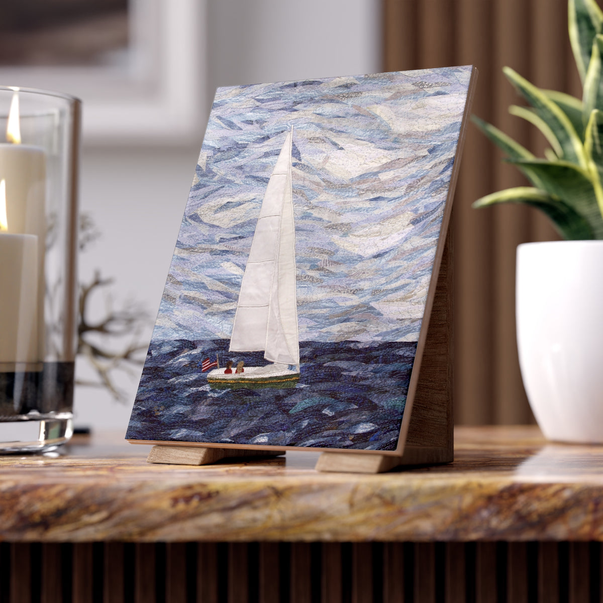 Sailboat Ceramic Photo Tile – Nautical Wall Art Gift - "Perfect Day"