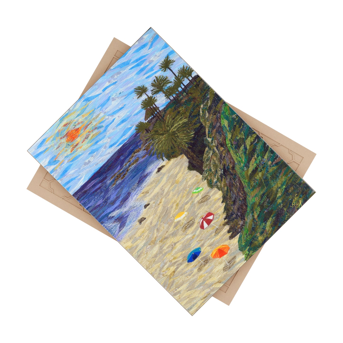 Laguna Beach Cliff Ceramic Photo Tile - Coastal Sunset Scene