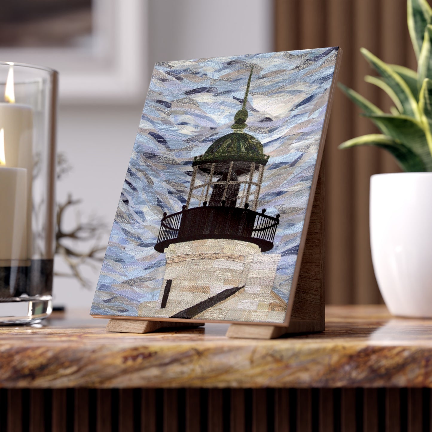 Point Loma Lighthouse Ceramic Photo Tile – Coastal Wall Art Decor