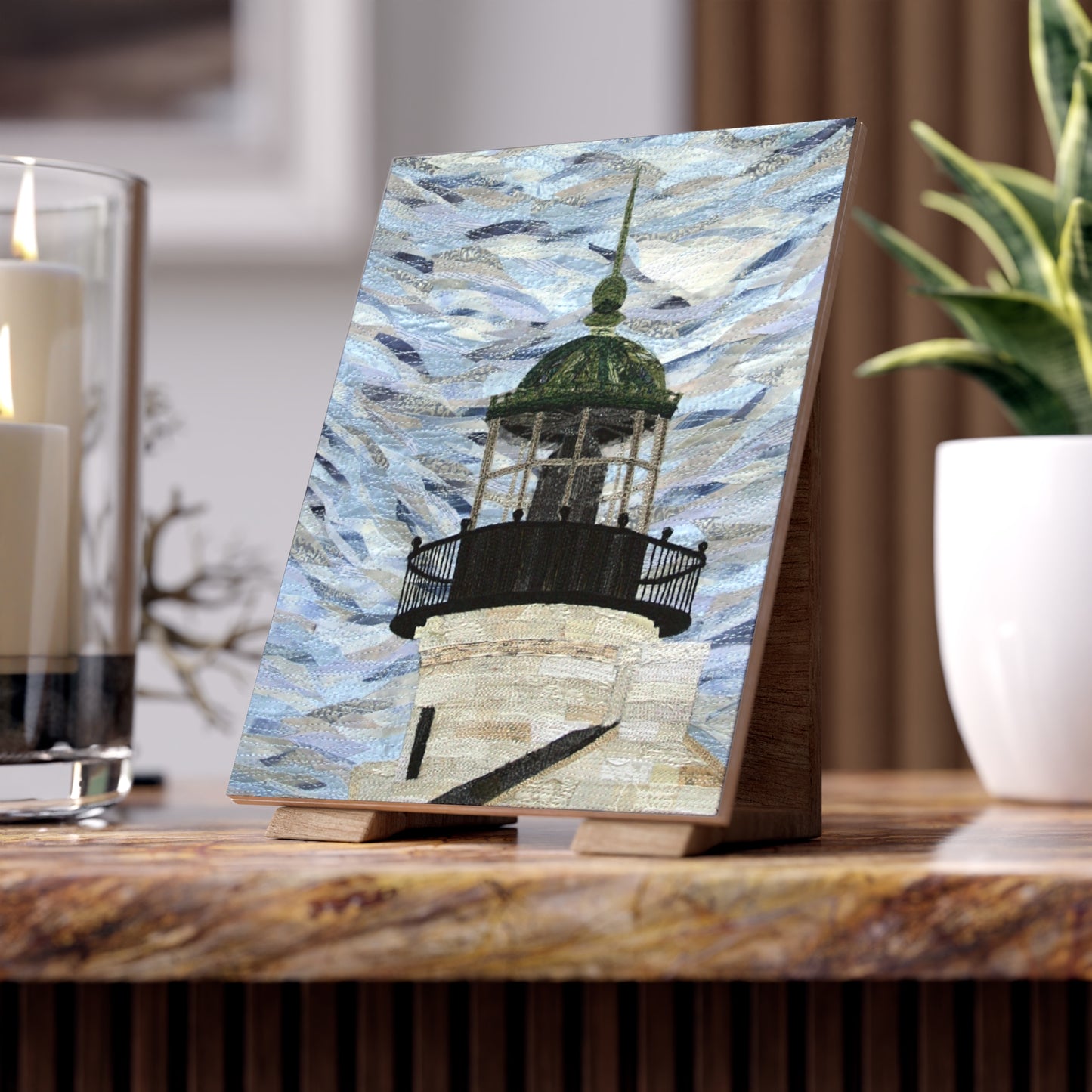 Point Loma Lighthouse Ceramic Photo Tile – Coastal Wall Art Decor