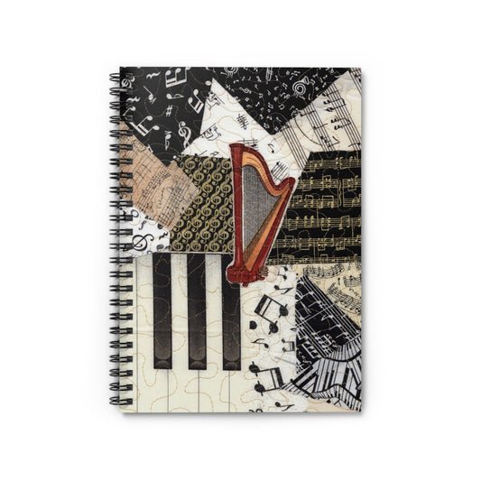 Musical Harmony Harp and Keyboard Spiral Notebook - Ruled Line
