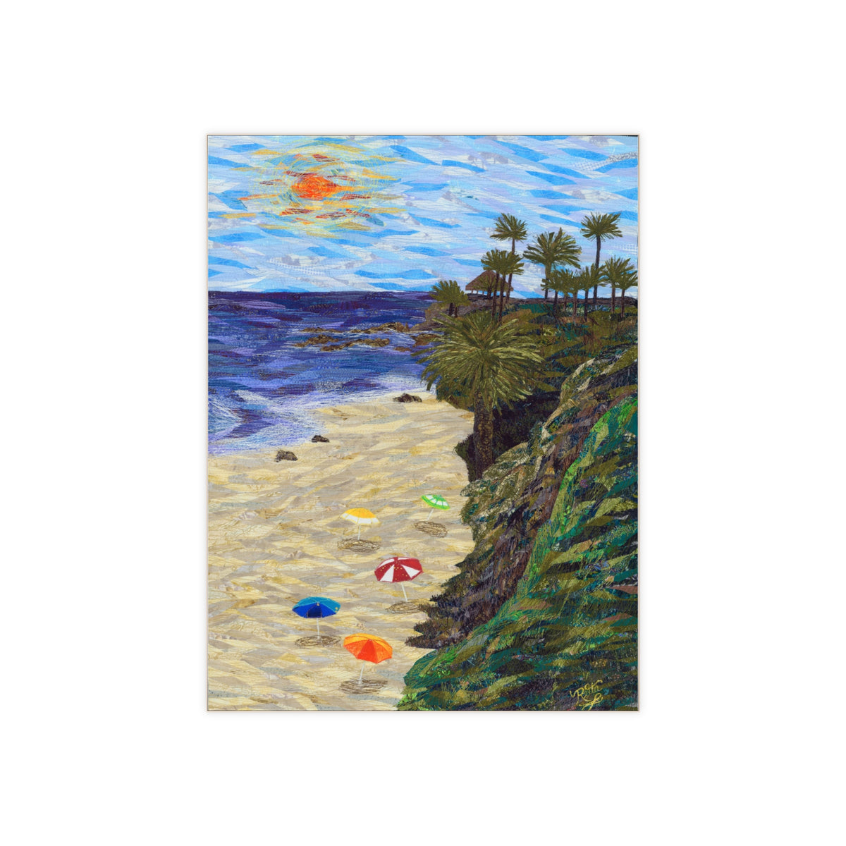Laguna Beach Cliff Ceramic Photo Tile - Coastal Sunset Scene