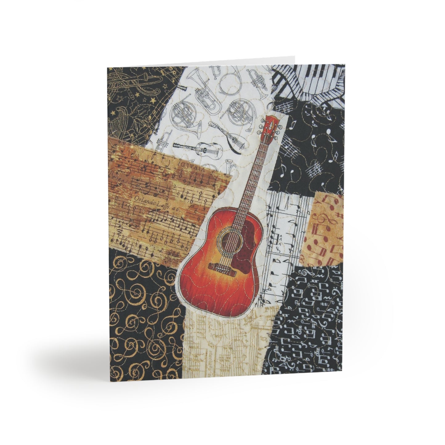 Notebook with guitar design on a white background
