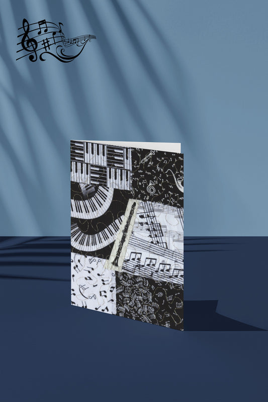 Greeting card with a clarinet design