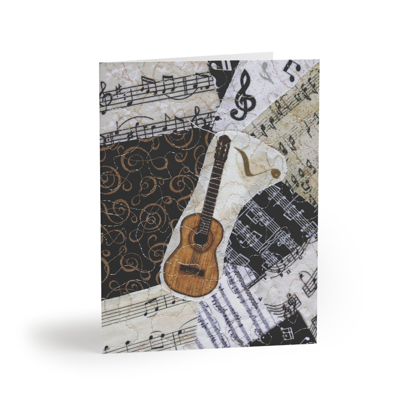 Greeting card with classical guitar and music design