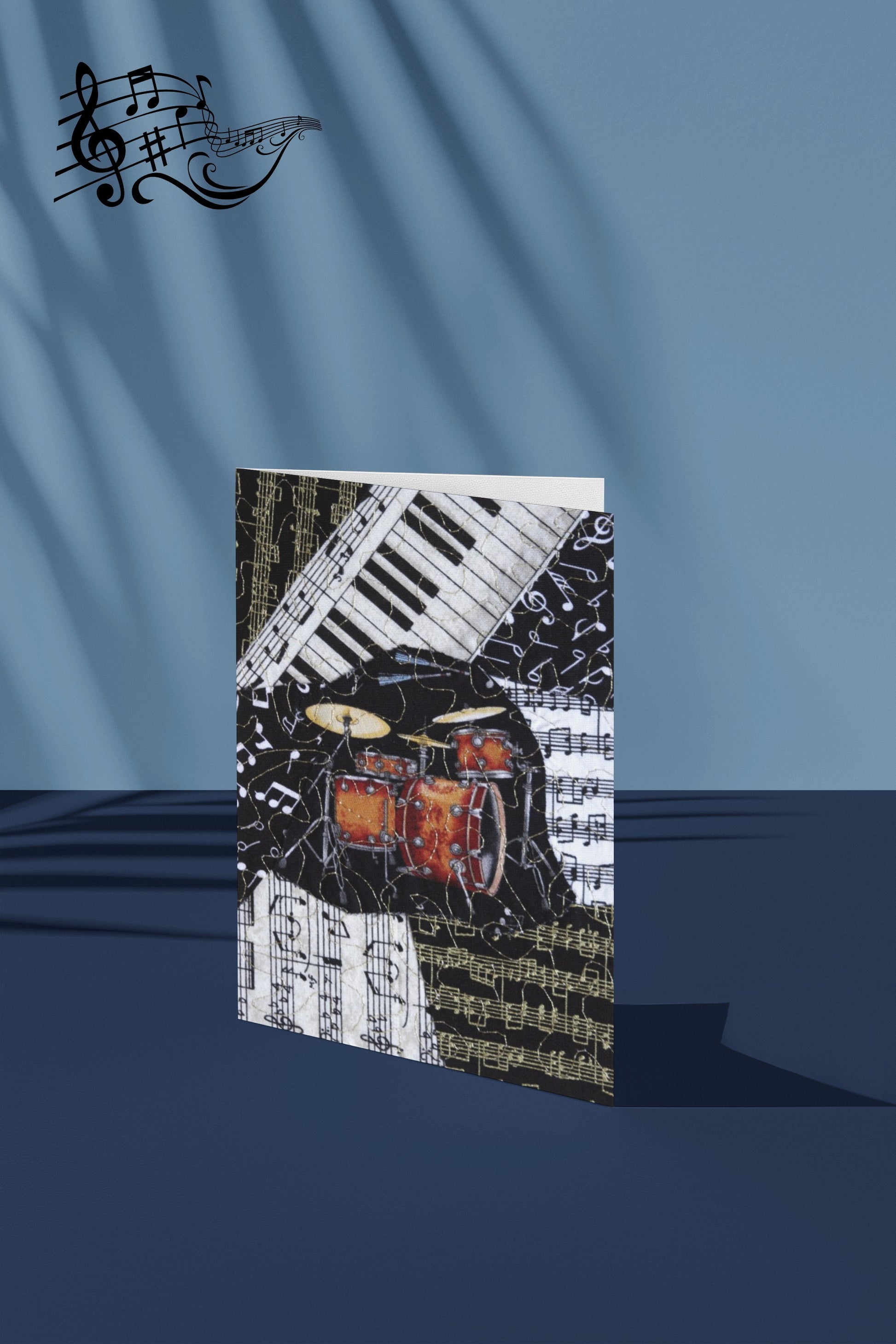 Greeting card with drum kit musical design