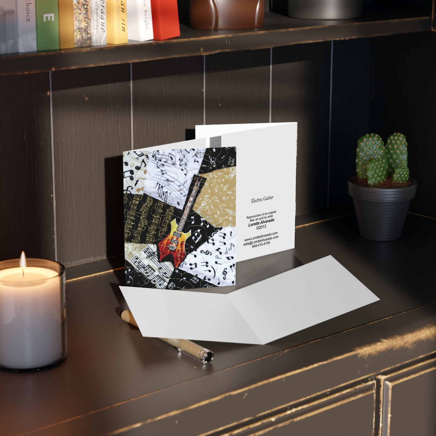 Heavy Metal Flames Guitar - Music Greeting Card
