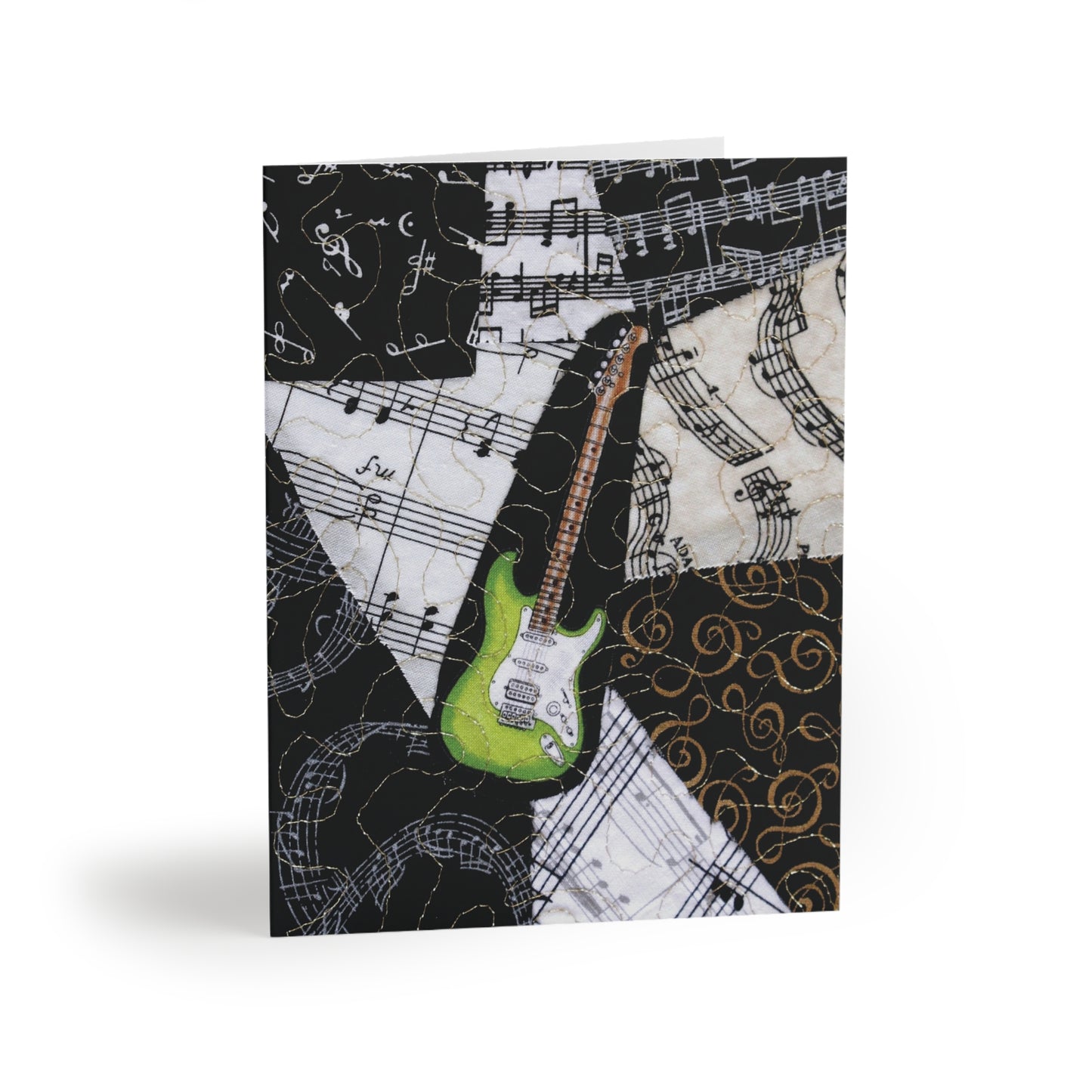 Green Electric Guitar - Music Greeting Card