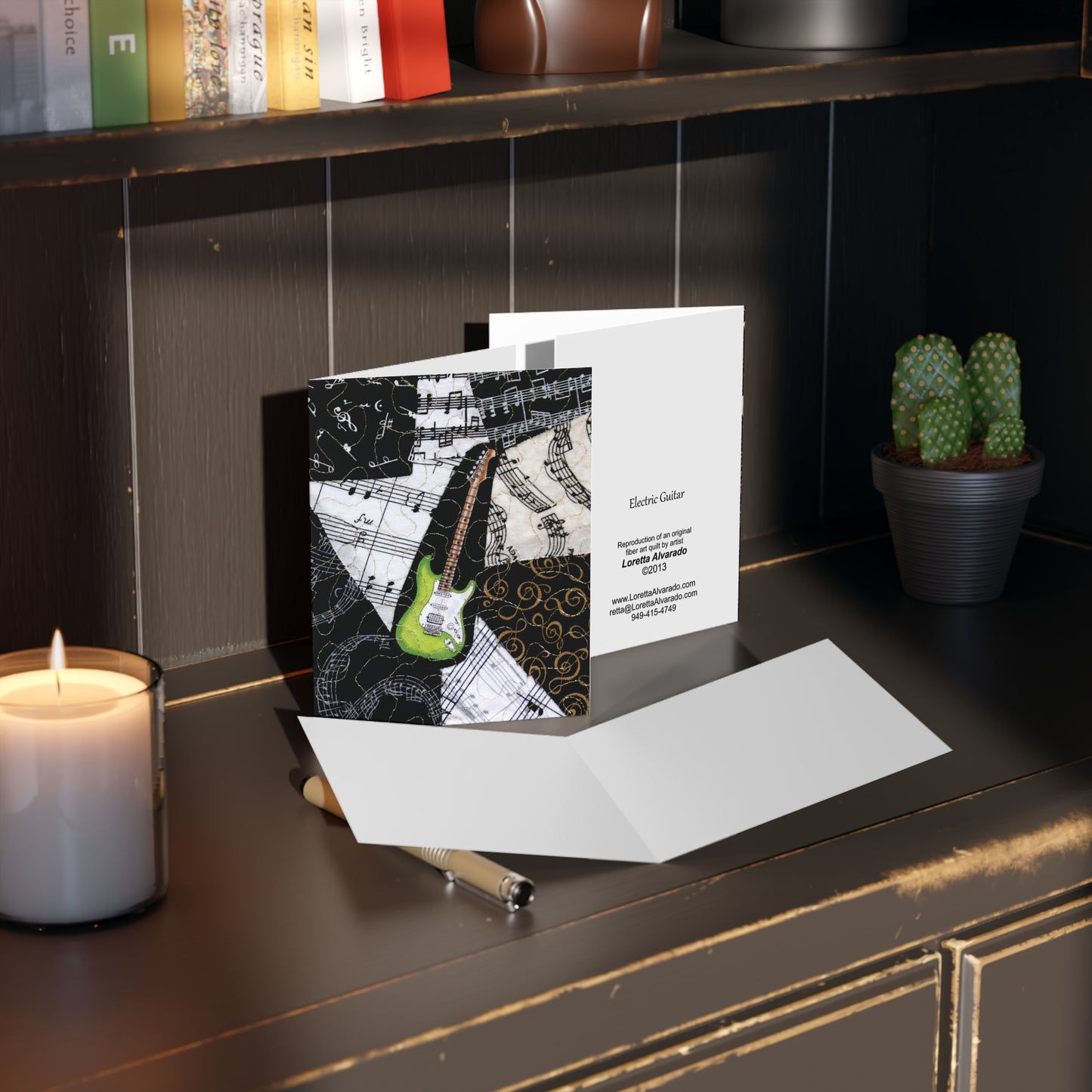 Green Electric Guitar - Music Greeting Card