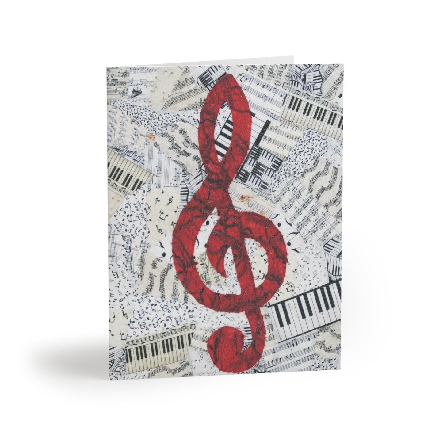 Red Treble Clef - Music Greeting Card