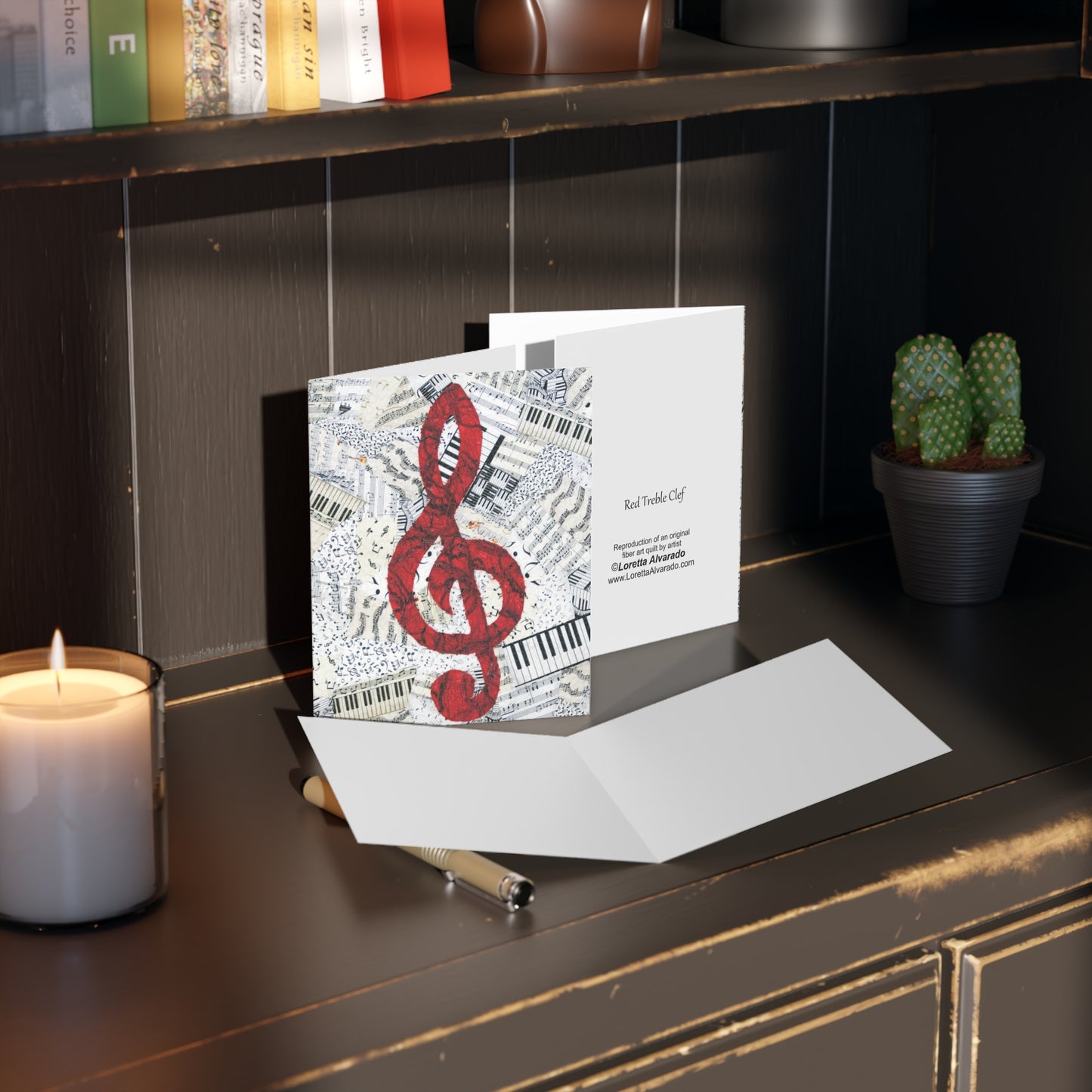 Red Treble Clef - Music Greeting Card