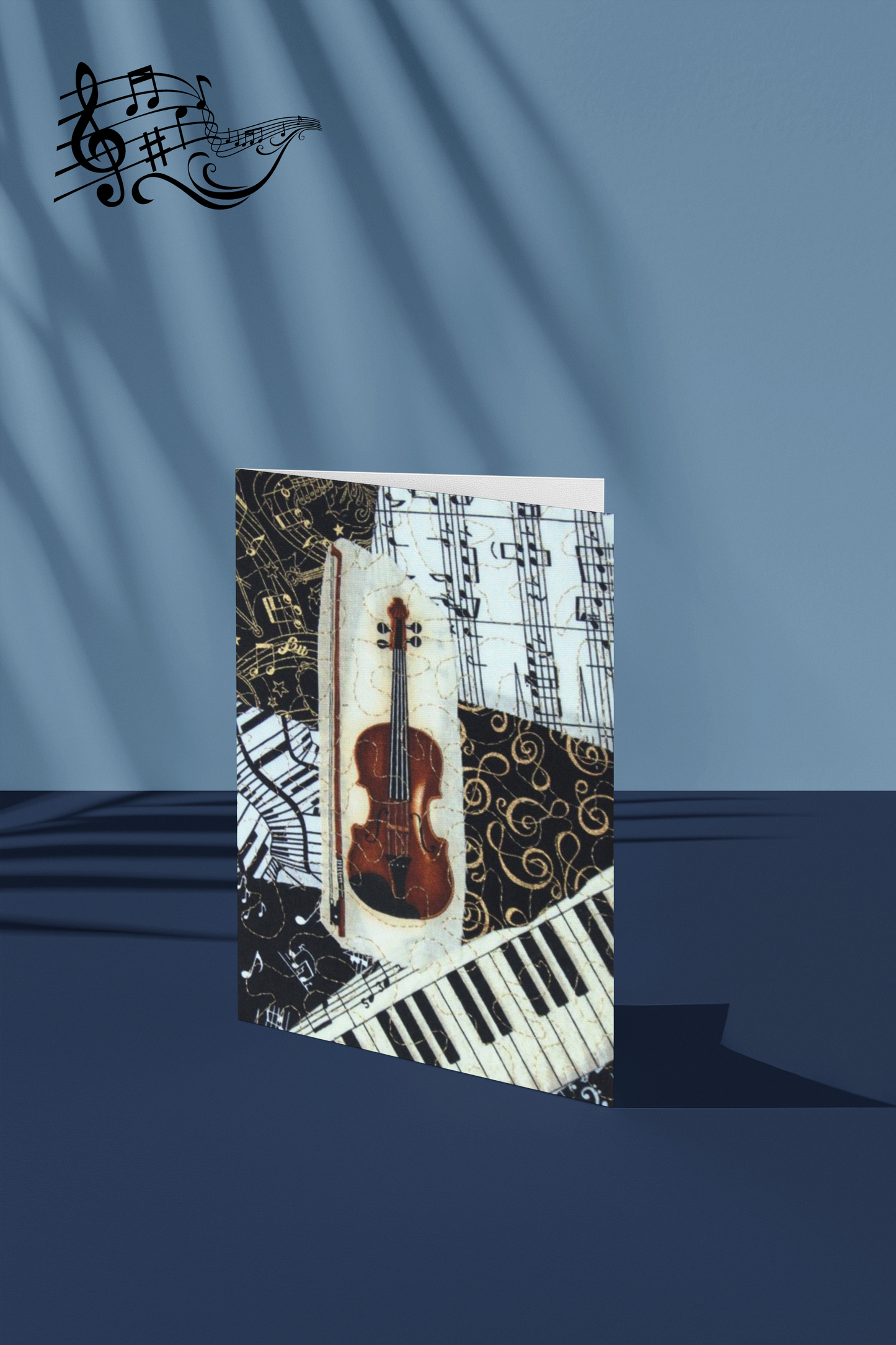 Violin - Fiber Art Greeting Card