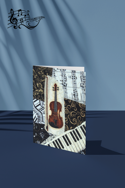 Violin - Fiber Art Greeting Card