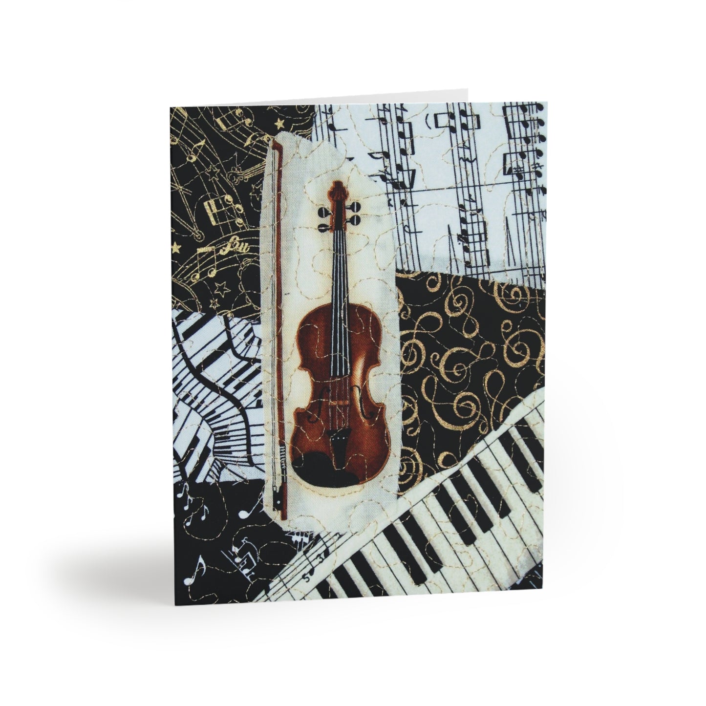 Violin - Fiber Art Greeting Card