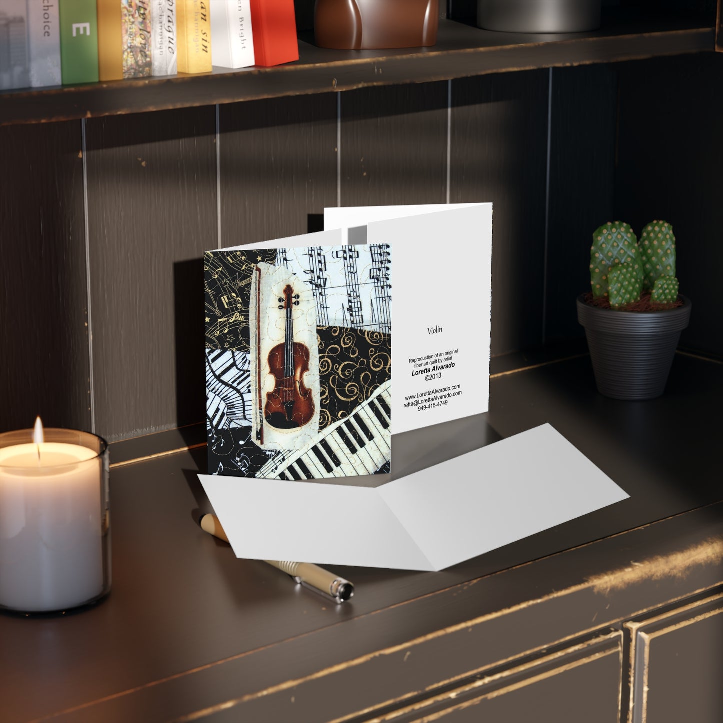 Violin - Fiber Art Greeting Card